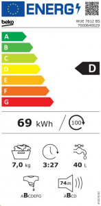 Beko WUE 7612 BS elöltöltős mosógép fehér